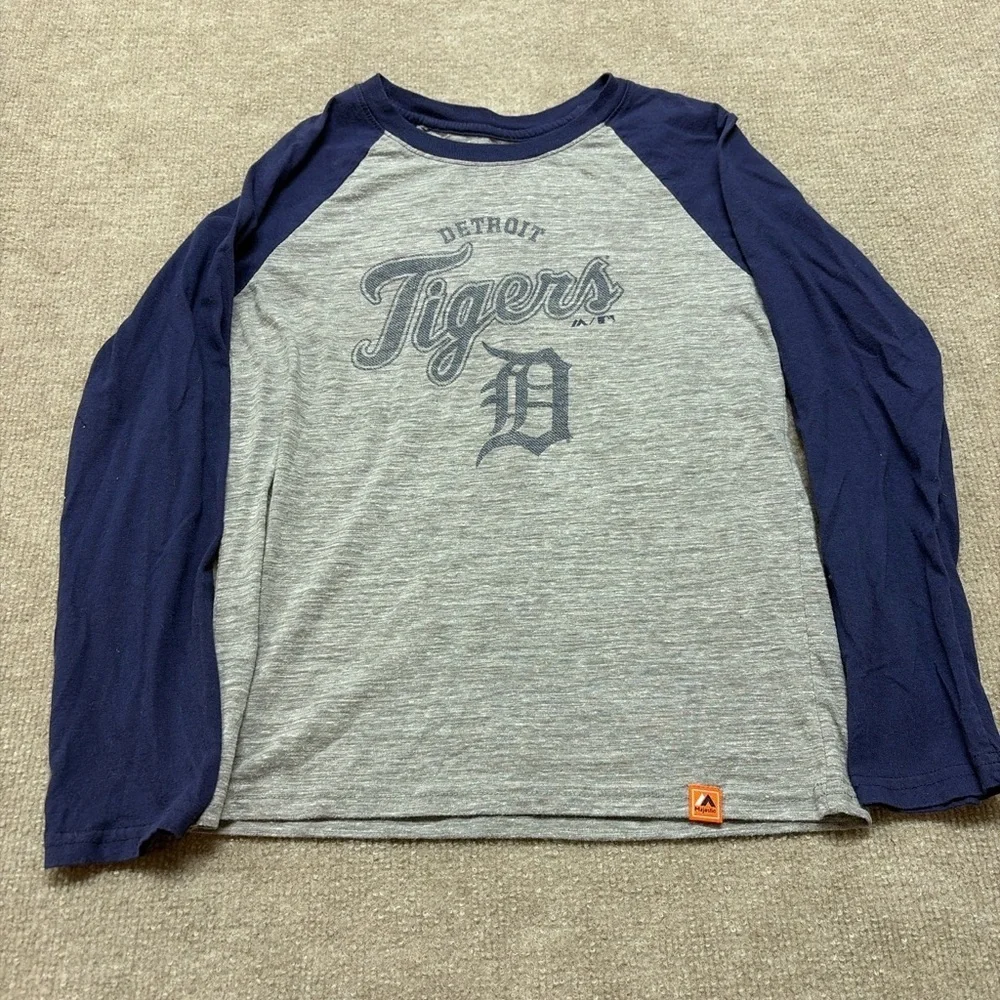 Majestic Detroit Tigers Raglan Long Sleeve Tee – Youth M (10/12) 1836
